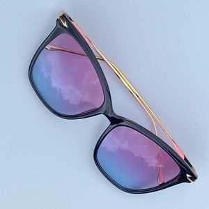 Large Cat Eye Black Frame Purple Blue Sunglasses